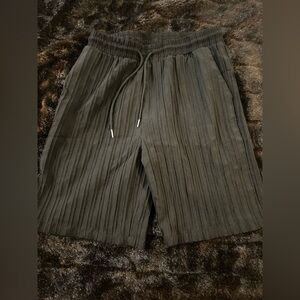 Manfinity Black Crinkle Texture Drawstring Shorts XL Elastic Waist